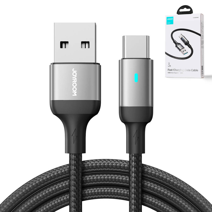 Câble USB Joyroom - USB C 3A pour charge rapide et transfert de données Série A10 1,2 m noir (S-UC027A10)