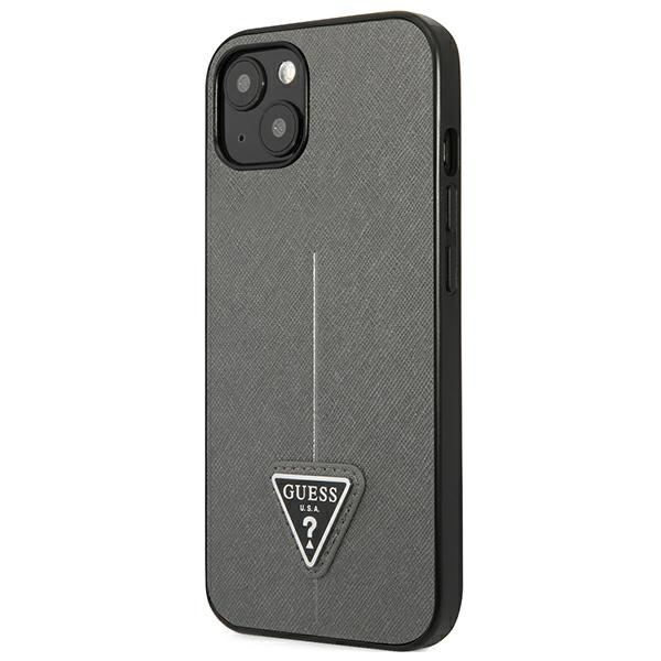 Case GUESS Apple iPhone 13 Mini Saffiano Triangle Logo Silver Hardcase