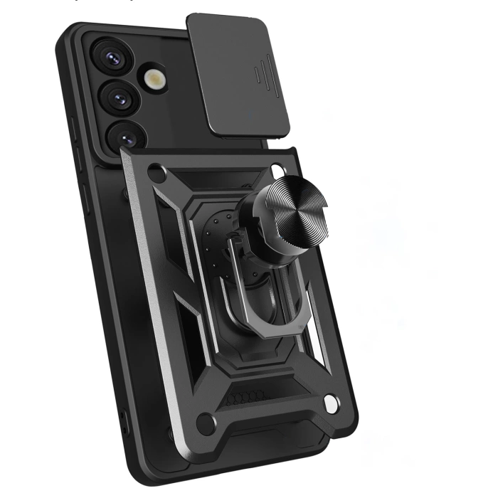 Hybrid Armor Camshield Case with Stand and Camera Cover for Google Pixel 9 / 9 Pro 5G / 10 5G / 10 Pro 5G - Black