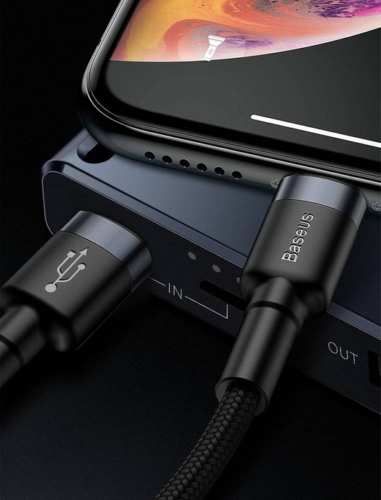 Baseus Cafule Cable durabel Kabel mit Nylon geflochtenes Ladekabel USB Type C PD / Lightning 18W QC3.0 1M schwarz-grau (CATLKLF-G1)