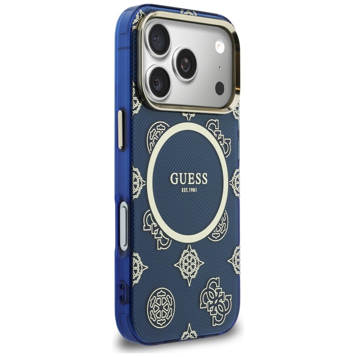 Etui Guess IML Peony Dot MagSafe do      iPhone 17 Pro niebieski