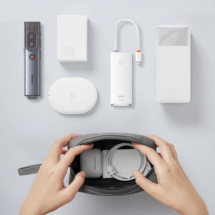 Baseus EasyJourney Series piccola borsa da viaggio custodia per telefono, cuffie e altri piccoli oggetti grigia