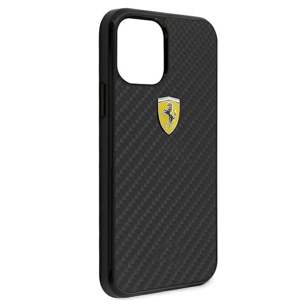 Coque Ferrari Apple iPhone 12 Mini On Track Real Carbon Black Case