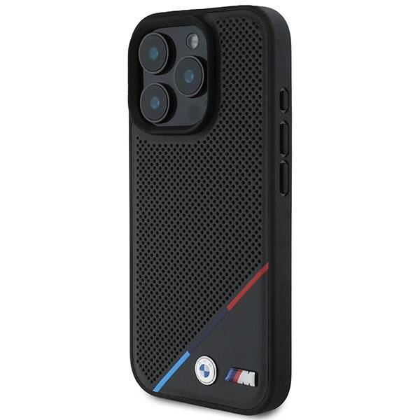 Coque BMW iPhone 16 Pro 6.3" noir/noircase M Perforated Tricolor Line MagSafe