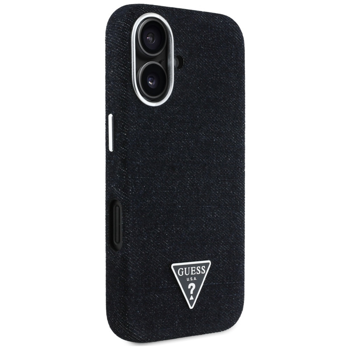 Etui Guess Denim Triangle Logo MagSafe   do iPhone 16 czarny