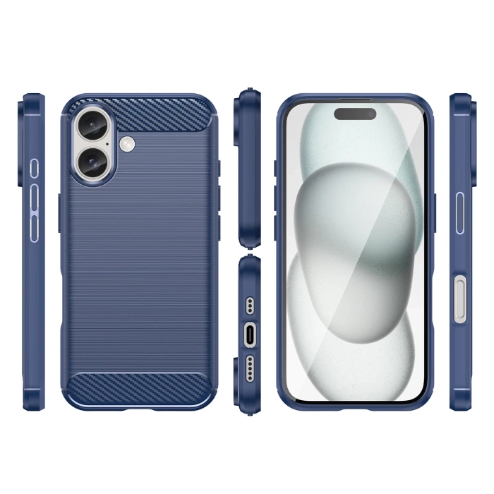 Carbon Case for iPhone 16 Silicone Case - Blue
