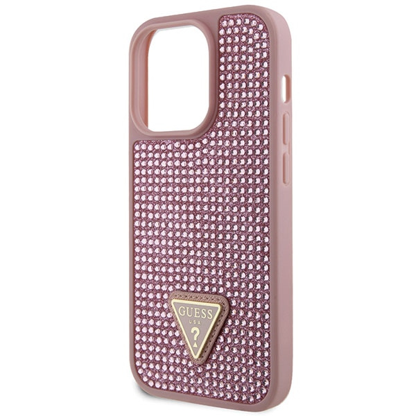 Funda Guess GUHCP14LHDGTPP iPhone 14 Pro 6.1" rosa/rosa durocase Rhinestone Triángulo Case
