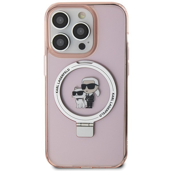 Cover Karl Lagerfeld KLHMP15XHMRSKCP iPhone 15 Pro Max 6,7" rosa/rosa rigidocase Supporto ad anello Karl&amp;Choupettte MagSafe Case