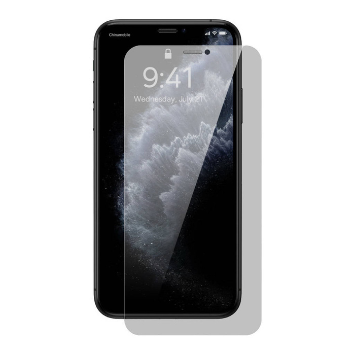 Vidrio templado Baseus para iPhone 11 Pro Max / iPhone XS Max Privacy Anti Spy (privatización) con cubierta de altavoz + posicionador (SGBL061702) (case friendly)