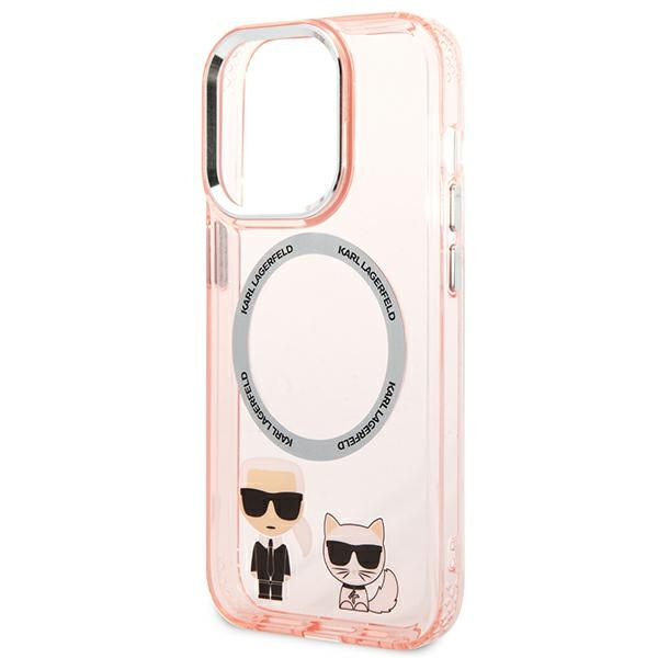 Karl Lagerfeld KLHMP14LHKCP iPhone 14 Pro 6.1" hardcase pink/pink Karl &amp; Choupette Aluminum MagSafe