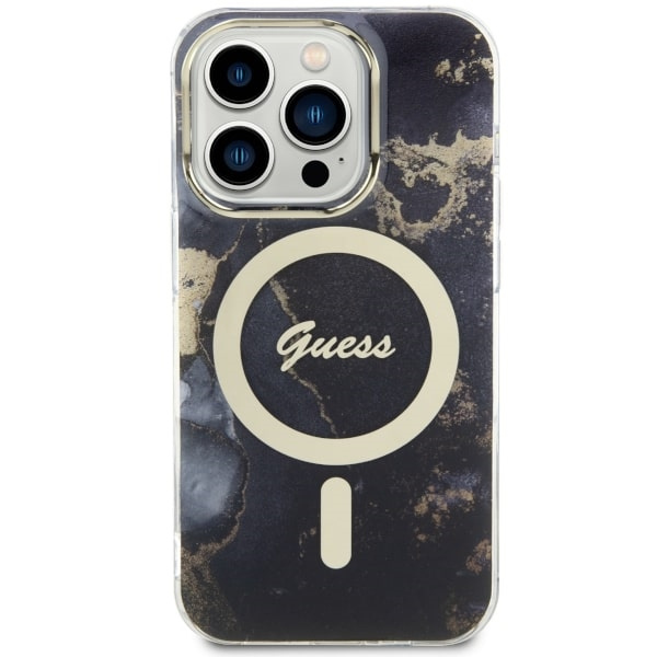 Case Guess GUHMP14LHTMRSK iPhone 14 Pro 6.1" black/black hardcase Golden Marble MagSafe Case