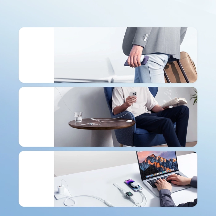 Joyroom S-IW008 kabelová magnetická nabíječka 3 v 1 USB-A - Lightning/USB-C 1,2 m - bílá