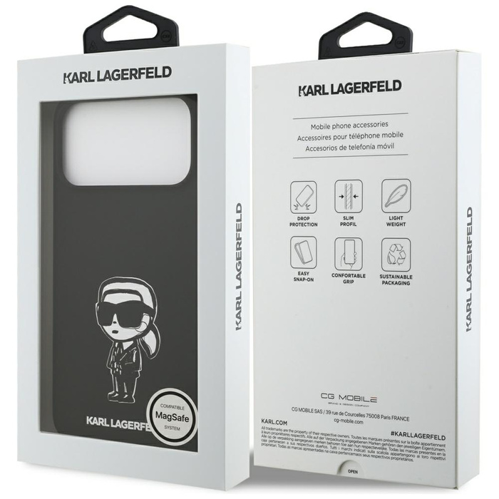 Etui Karl Lagerfeld Silicone Karl Sketch & Logo MagSafe do iPhone 17 Pro Max czarny