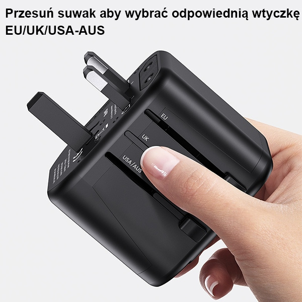 Nabíječka USAMS. 2xUSB T55 12W adaptér 4v1 US/AU/EU/UK černý/černý CC173TC01 (US-CC173) Cestovní nabíječka Univesal