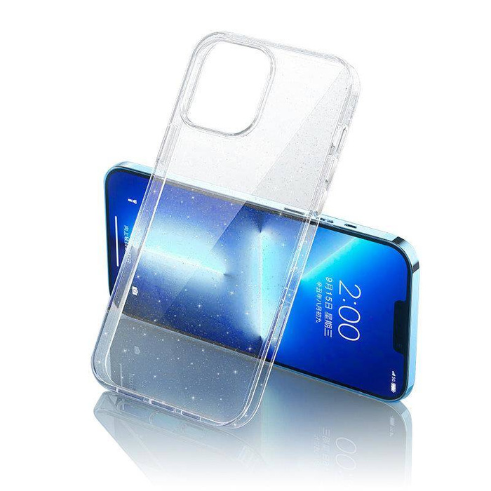 Kingxbar Elegant Series coque iPhone 13 coque arrière transparente (paillettes)