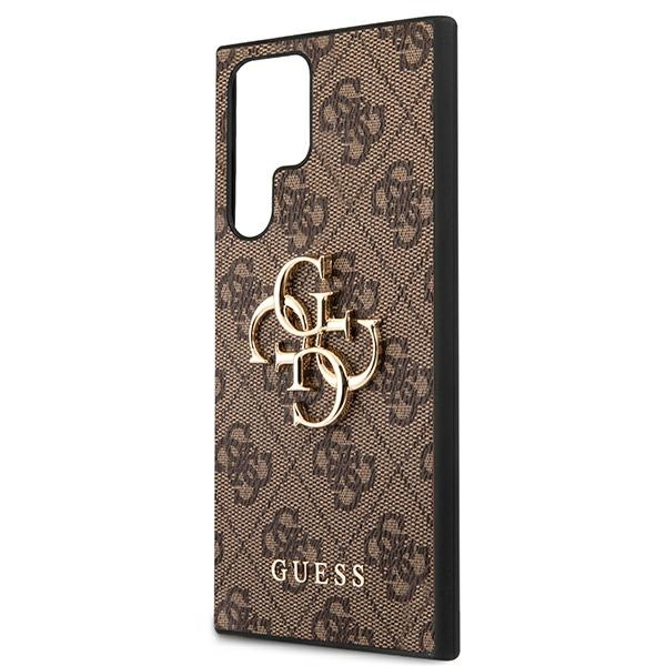 Cover GUESS Samsung Galaxy S22 Ultra 4G Big Metal Logo Custodia rigida marrone