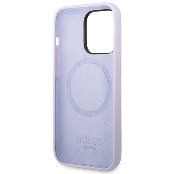 Guess GUHMP14LSBPLU iPhone 14 Pro 6.1" lila/violett hart case Silikon-Logo-Platte MagSafe