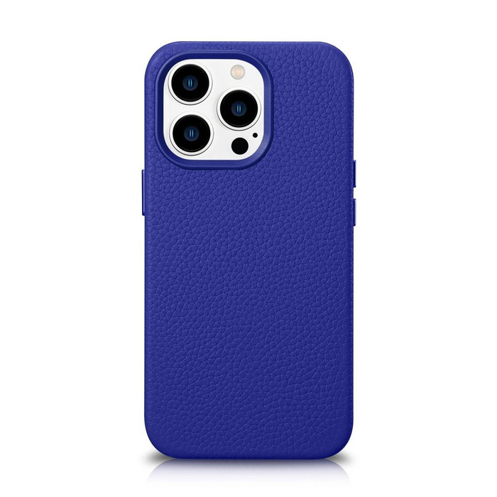 Kožené pouzdro iCarer Litchi Premium Kožené pouzdro iPhone 14 Pro Max Magnetic s MagSafe tmavě modré (WMI14220712-DB)