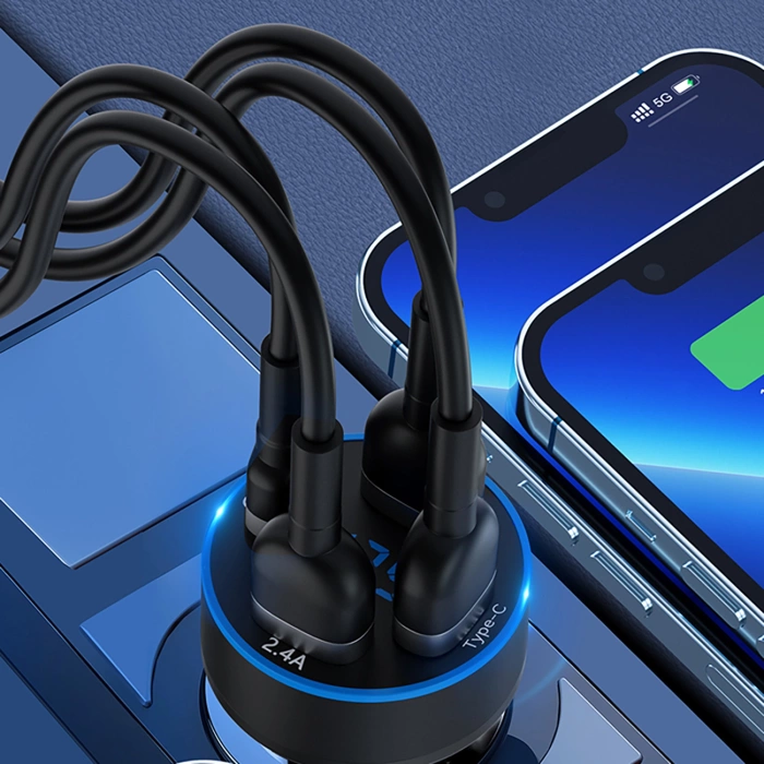 Wozinsky WDCCB Autoladegerät mit Display 50W 2xUSB-C / 2xUSB-A - Schwarz