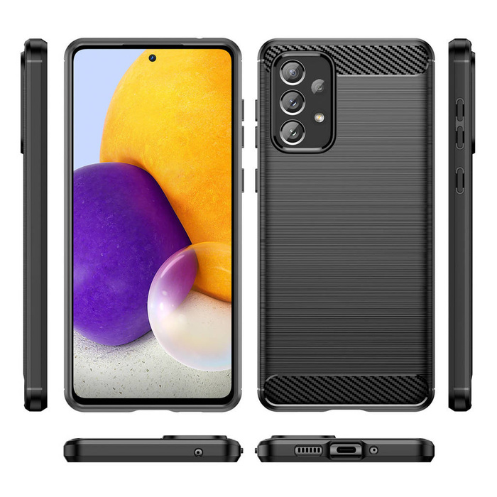 Carbon Case flexibilní pouzdro kryt Samsung Galaxy A73 černý