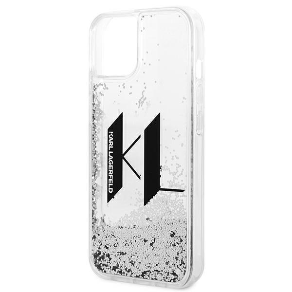 Hülle Karl Lagerfeld iPhone 14 6,1" silber/silber hartcase Liquid Glitter Big KL