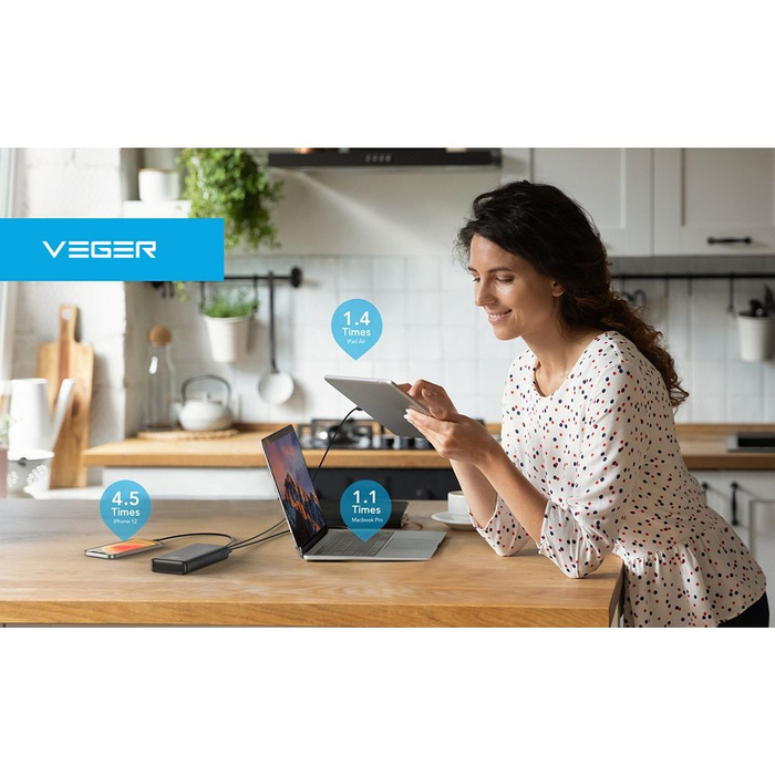 Powerbank Veger T100 (W2032C-100) PD QC3.0 5A 100W 20000 mAh czarny