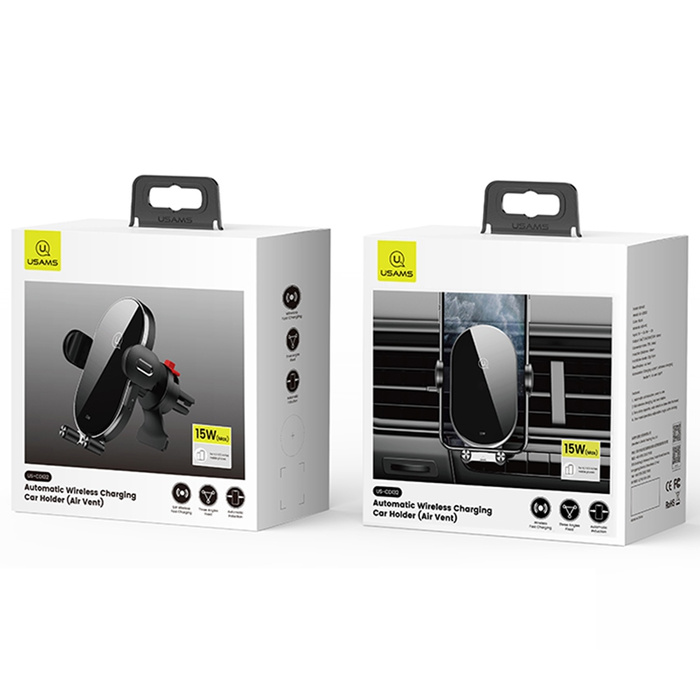 USAMS Induction holder 15W Automatic windshield / dashboard black