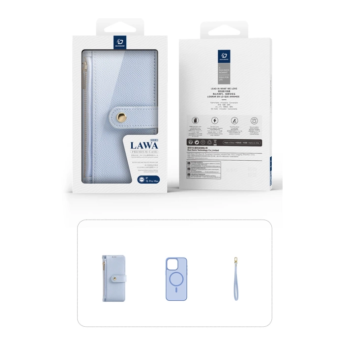 Dux Ducis Lawa Lederhülle für iPhone 15 Pro - Blau