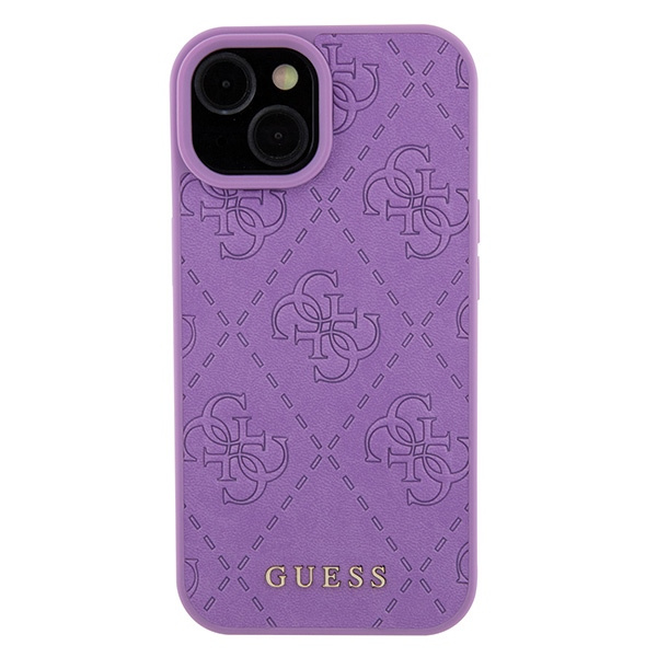 Funda Guess GUHCP15SP4EPMU iPhone 15 6.1" púrpura/morado claro durocase Cuero 4G Estampado Case