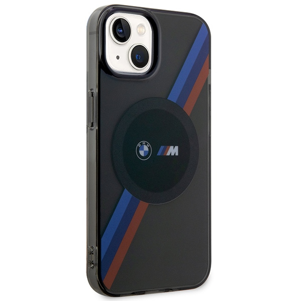 Funda BMW BMHMP14SHDTK iPhone 14 6,1" gris/gris Rayas tricolor MagSafe