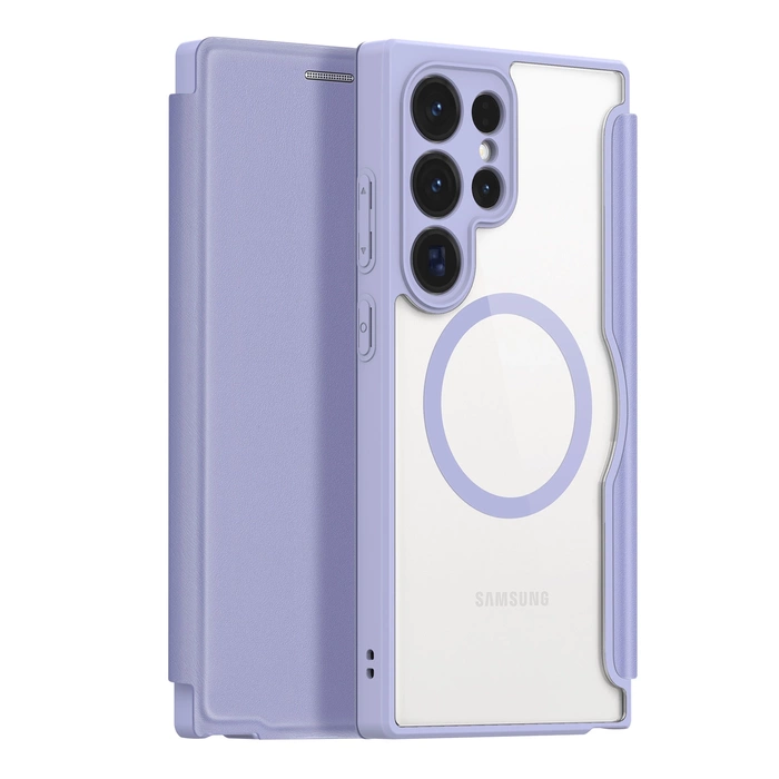 Coque Dux Ducis Skin X Pro pour Samsung S24 Ultra avec anneau magnétique et rabat - violet