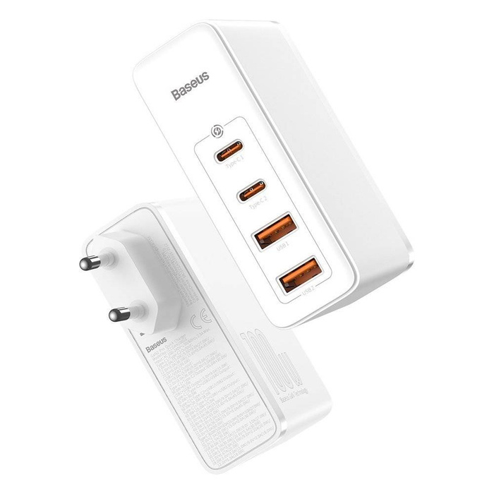 Baseus GaN2 Pro caricatore rapido da parete 100W USB / USB Tipo C Quick Charge 4+ Power Delivery bianco (CCGAN2P-L02)