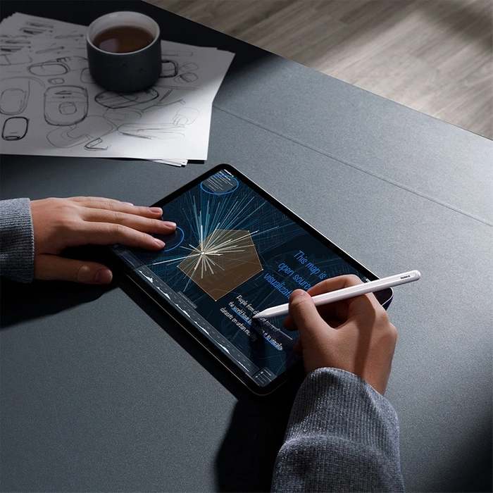 Active, multifunctional stylus Baseus Smooth Writing Series with wireless charging, USB-C (White)