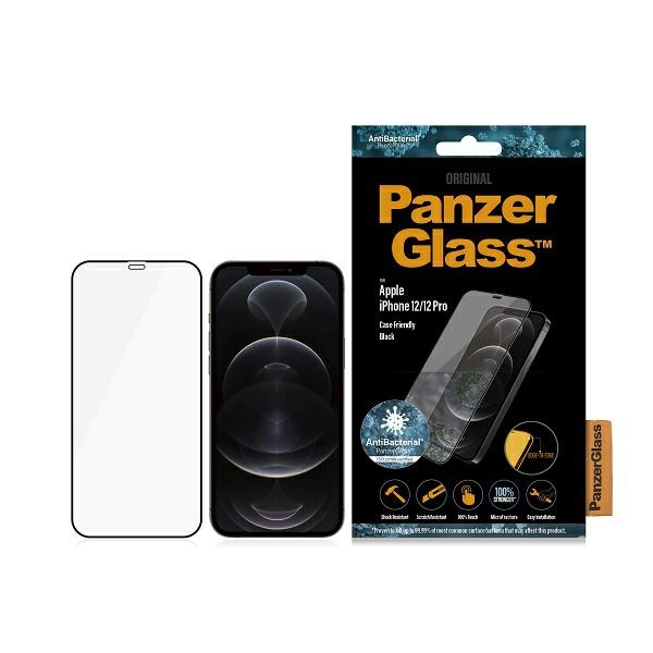 PanzerGlass E2E Super+ iPhone 12/12 Pro Case Friendly AntiBacterial MicroFracture schwarz/schwarz