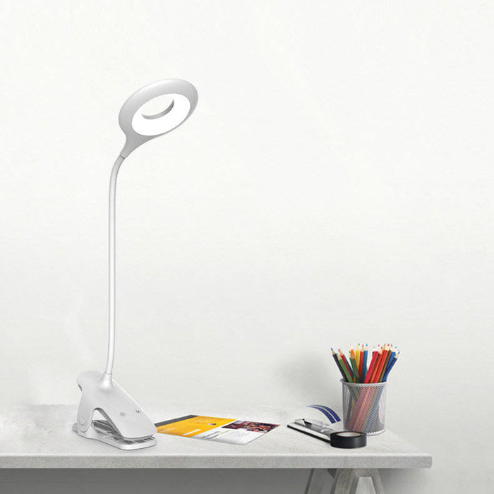 Lampada da lettura LED wireless con clip + cavo micro USB bianco