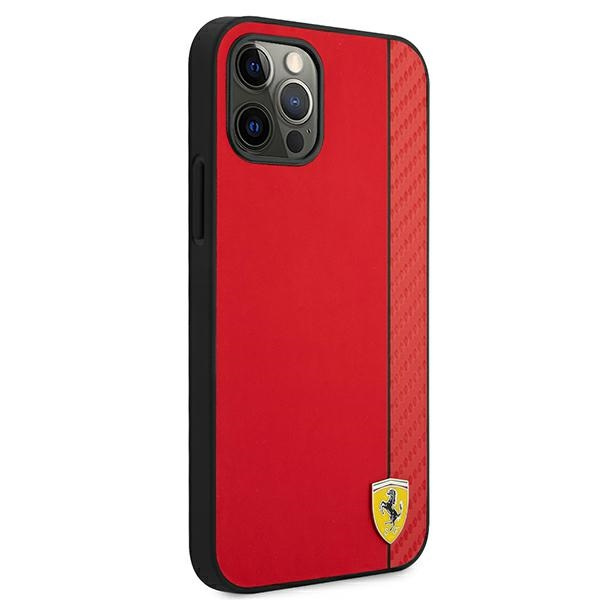 Puzdro FERRARI Apple iPhone 12 Pro Max On Track Carbon Stripe Red Hardcase