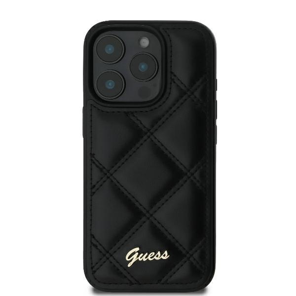 Etui Guess iPhone 16 Pro 6.3" czarny/black hardcase Quilted Metal Logo