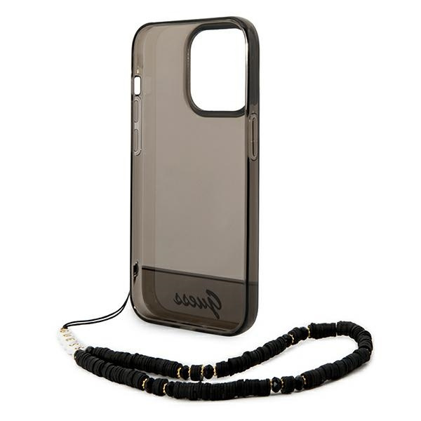 Hülle GUESS Apple iPhone 14 Pro Max Translucent Pearl Strap Schwarz Hartcase