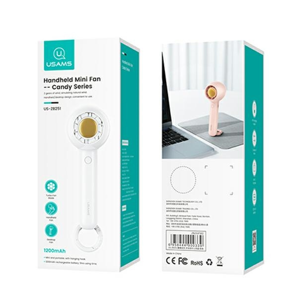 USAMS Mini 1200mAh Candy Series white/white ZB251FS01 hand fan (US-ZB251)