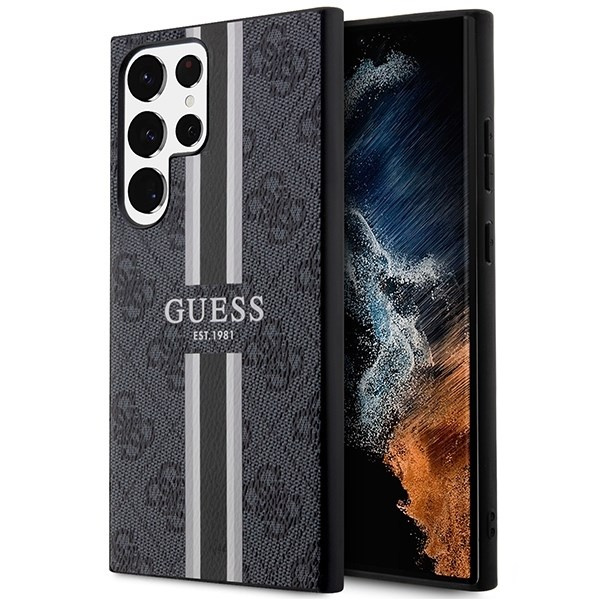 Case Guess GUHCS23LP4RPSK S23 Ultra S918 black/black hardcase 4G Printed Stripe Case