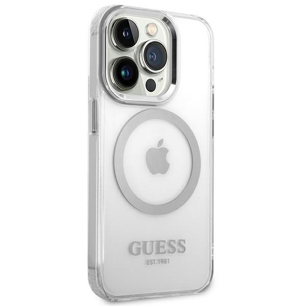 Guess GUHMP14LHTRMS iPhone 14 Pro 6.1" silber/silber hart case Metal Outline MagSafe