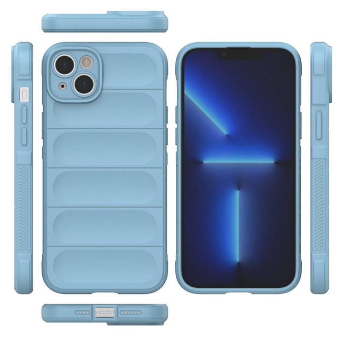 Custodia Magic Shield Case per iPhone 14 Plus custodia corazzata flessibile azzurra