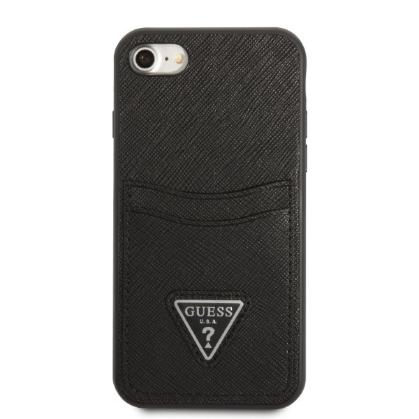 Coque Guess iPhone 7/8 Se 2020 / Se 2022 Hardcase Noir/noir Hardcase Saffiano Triangle Logo Cardslot Case