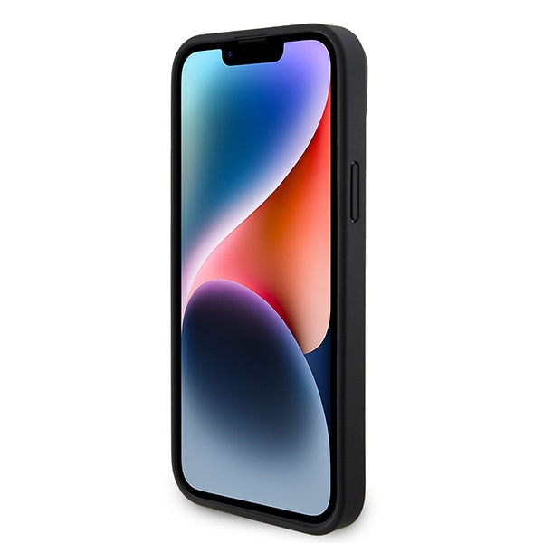 Hülle Guess GUHCP15SP4TDPK iPhone 15 6.1" schwarz/schwarz hartcase Leder 4G Diamond Triangle Case