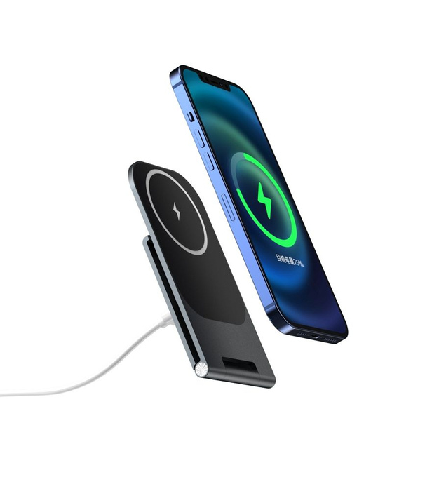 VEGER podstawka biurkowa z ładowarką indukcyjną kompatybilna z MagSafe 2A 15W Y56 czarna 