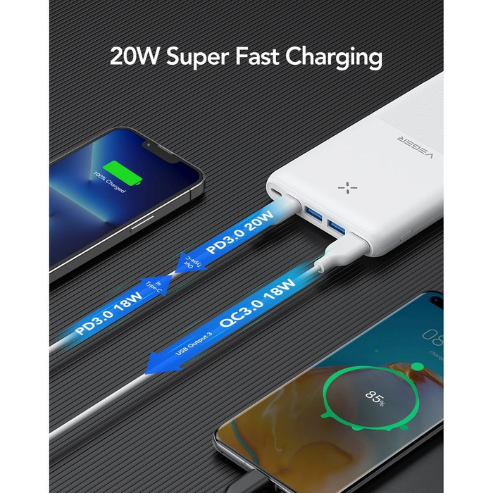 Powerbank Veger (W2060) PD QC3.0 3A 20W 20000 mAh czarny