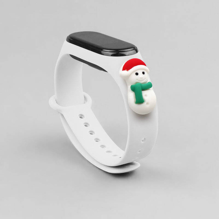Strap Xmas Wristband for Xiaomi Mi Band 4 / Mi Band 3 Christmas Silicone Strap Bracelet White (Snowman 1)