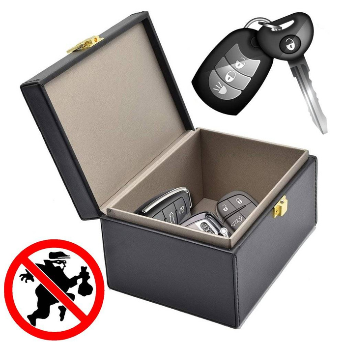 Signal blocking chest Radio blocking Faraday Box for car keys smartphone black 