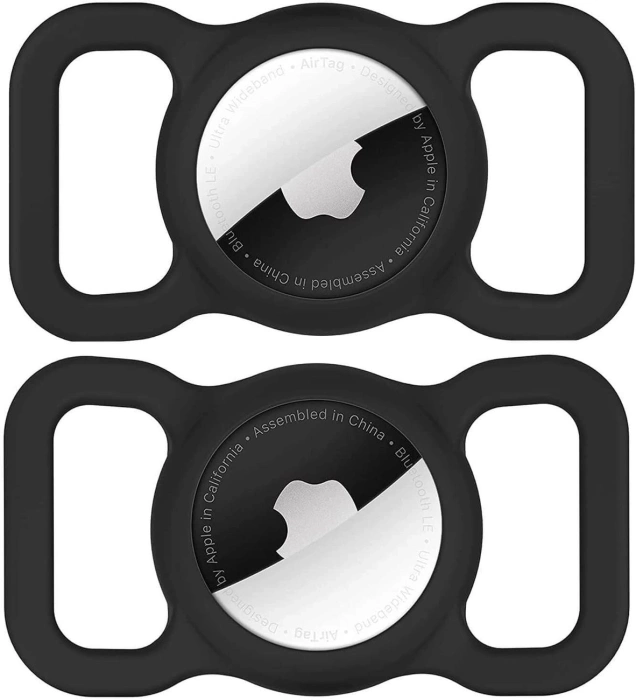 Apple AirTag Silikonhülle für Hunde- oder Katzenhalsband - Schwarz