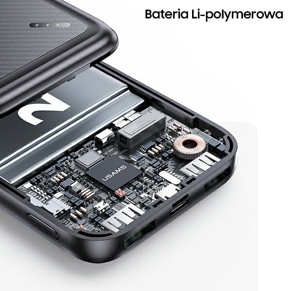 USAMS Powerbank PB60 20000mAh 22.5W 2xQC3.0+PD Fast Charge schwarz/schwarz 20KCD16801 (US-CD168)